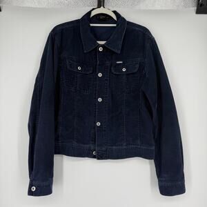 Diesel Corduroy Trucker Jacket SZ L Vintage Navy Blue